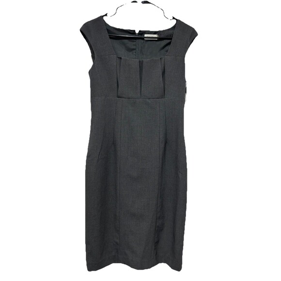 Calvin Klein Dress New Midi Sheath Pencil Charcoal Cap Sleeve Zip Career Women 6 - Picture 1 of 10
